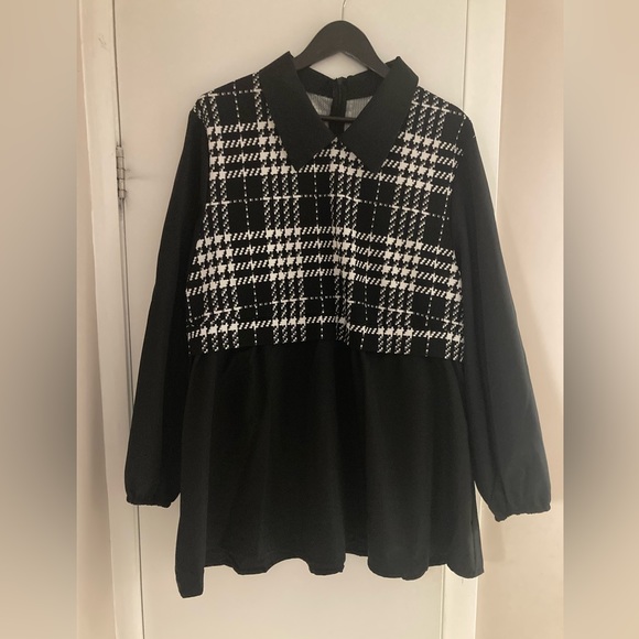 Shein black and white top zipper back - Picture 1 of 3